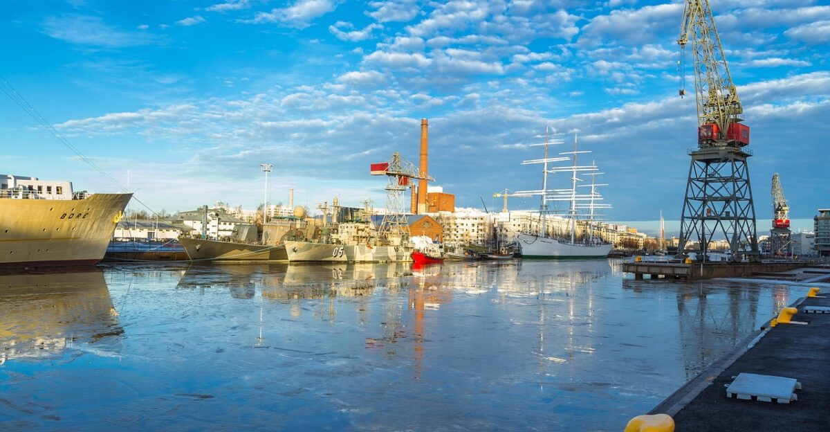 river crane landscape turku aurajoki vessel a ship swan of finland port turku turku turku turku turku