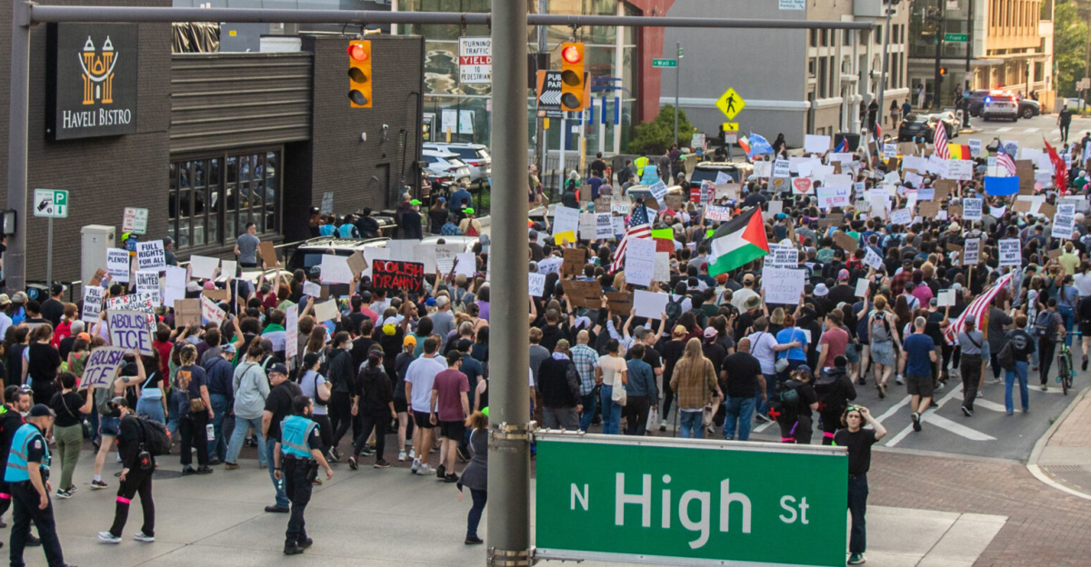 "ICE Out" protest in Columbus Ohio.
