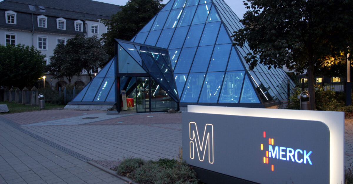 Visitors entrance at Merck KGaA in Darmstadt Germany