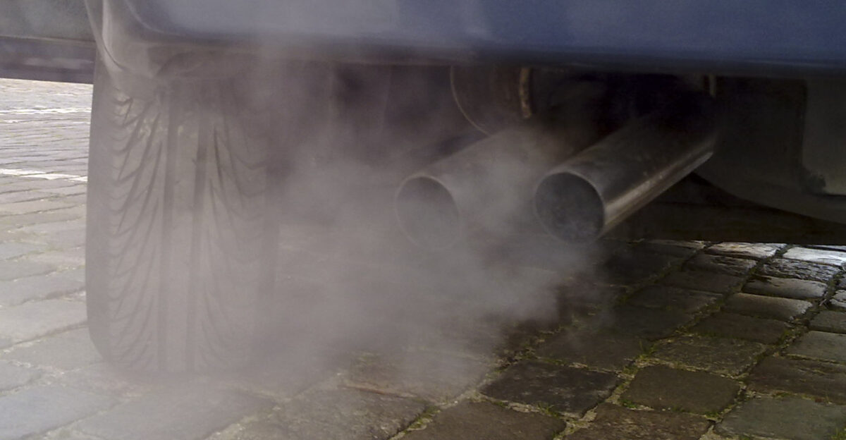 Automobile exhaust gas White exhaust gas is mostly water vapor Black smoke could come from oil burning