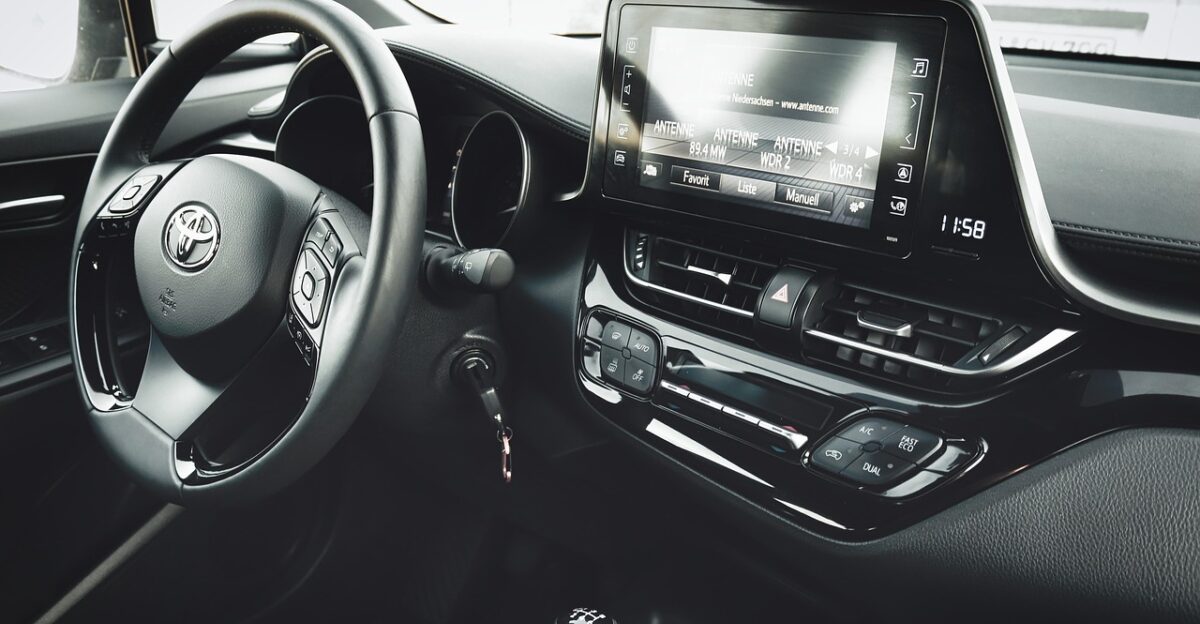 automobile toyota vehicle design inner space steering wheel dashboard car matt car wallpapers black modern mat display monitor style beautiful elements