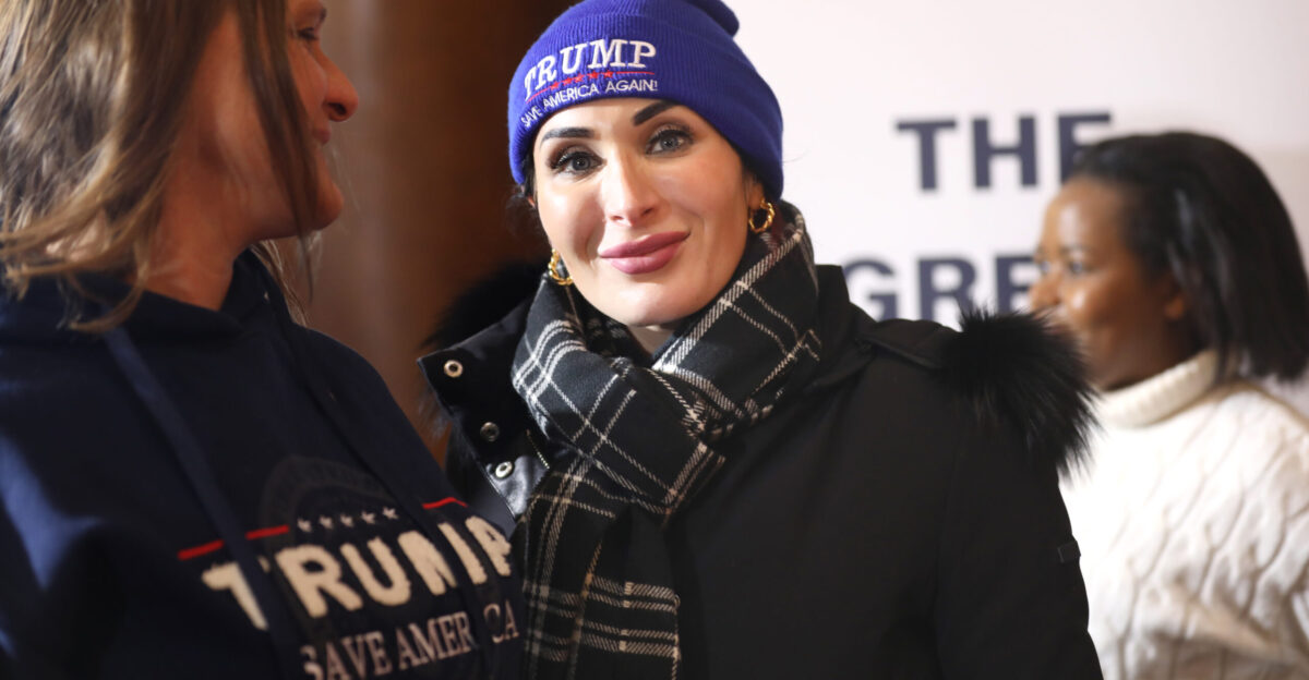 Laura Loomer speaking with attendees at a No Eminent Domain No Carbon Pipelines rally at the Iowa State Capitol in Des Moines Iowa Please attribute to Gage Skidmore if used elsewhere