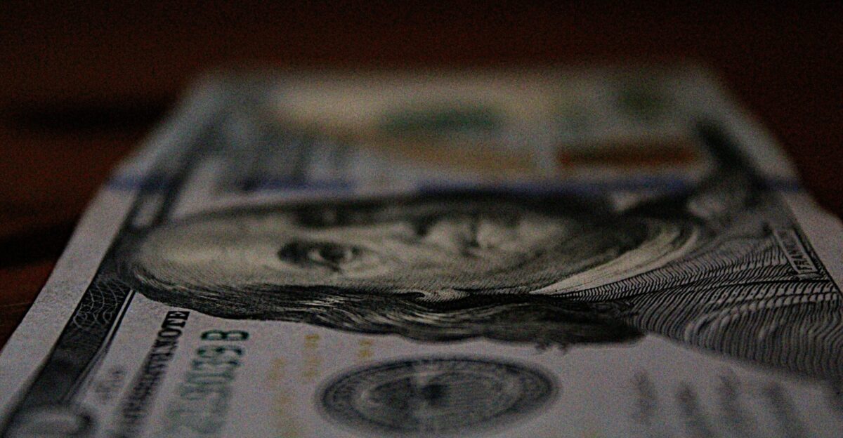 a close up of a one dollar bill