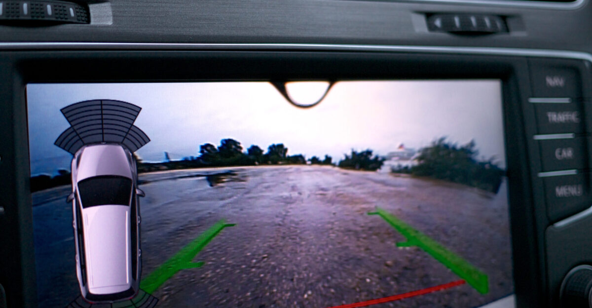 Rear view camera with rain droplet