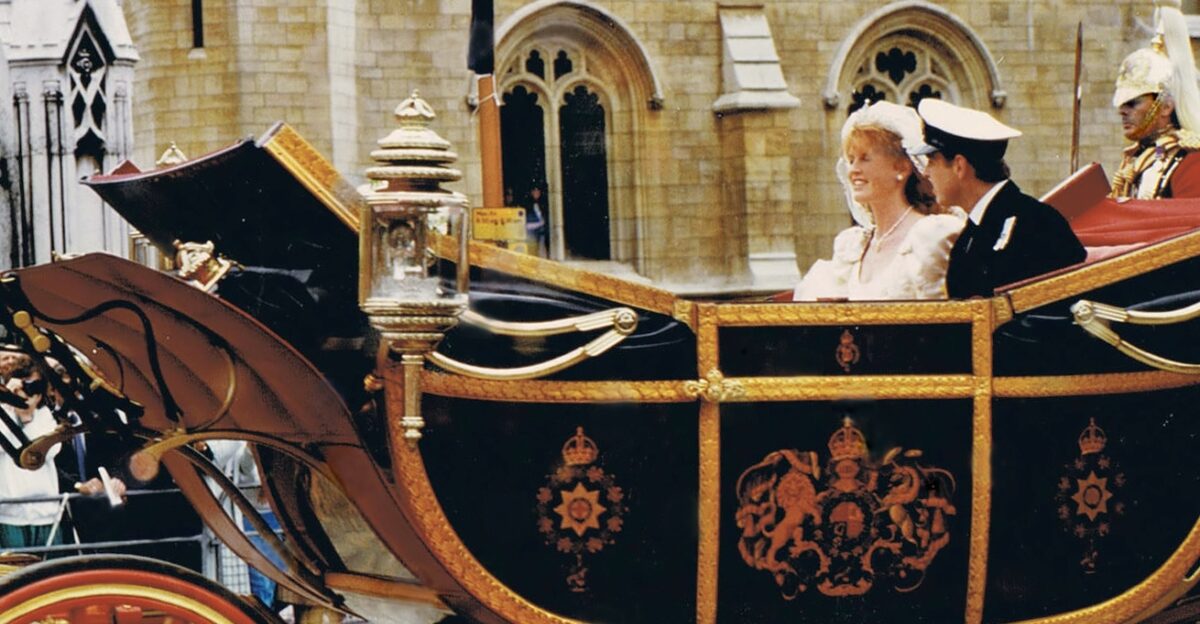 Parade following the marriage of Andrew Mountbatten-Windsor Duke of York to Sarah Ferguson in London Westminster
