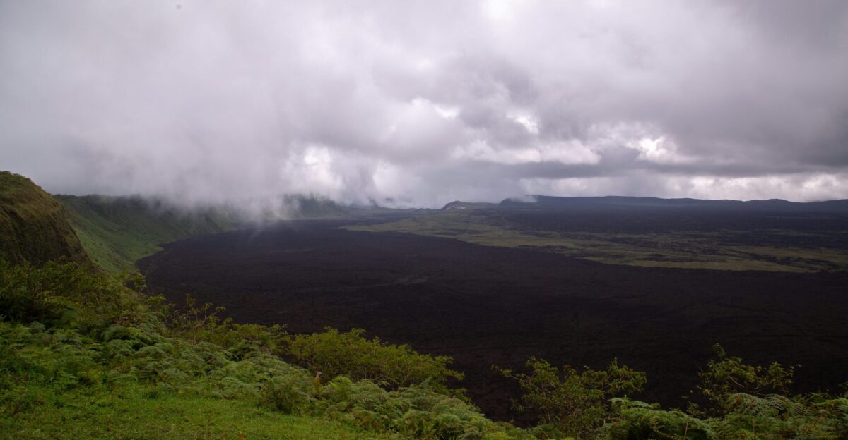 Overcast day above a volcanic crater